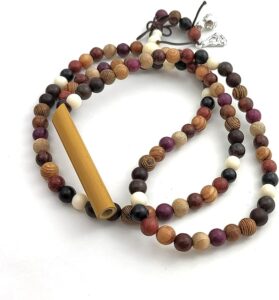 Bamboo Singing Straw & Mala Beads Necklace for Breathing and Meditation Support